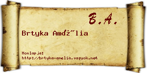 Brtyka Amélia névjegykártya